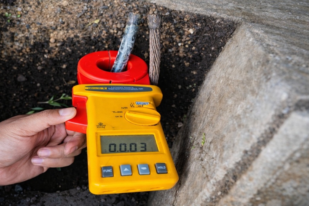 Medición de puesta a tierra con telurómetro inductivo